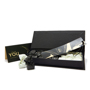 Handmade personalized luxury gift box with extra dark truffles and white truffles.